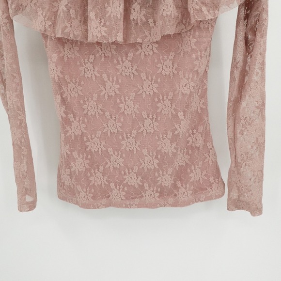 BKE Top Womens XS Pink Boutique Lace Ruffle Romantic Festival Buckle Goth - Picture 7 of 12